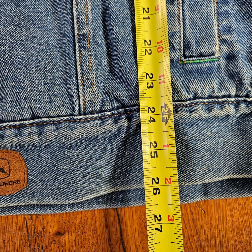 Vintage John Deere Denim Jacket‎ Sherpa Collar Mens L Button Front Trucker - Picture 7 of 11